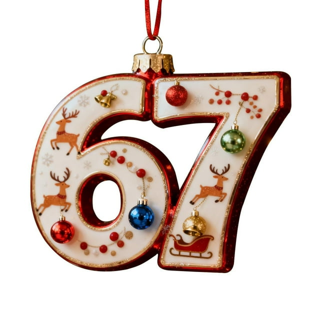 67 adornos navideños planos en 2D divertidos Six Seven Meme Decoración navideña Regalos para adolescentes y adultos amantes del humor