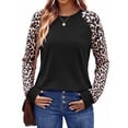 thumbnail image 3 of SPROUTOP Color Block Sweatshirts for Women Raglan Long Sleeve Shirts Casual Crewneck Printed Pullover Tunic Tops, 3 of 11