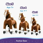 PonyCycle Kid-Powered Hores Ride-On Toy, No Battery, Smooth Wheels, Ages 3-4, Brown, U324