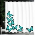 thumbnail image 4 of Ambesonne Spring Shower Curtain, Sunny Butterflies Morphs, 69"Wx84"L, Black Turquoise, 4 of 5