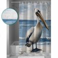 thumbnail image 3 of Small Stall Shower Curtain 36x78 Inch Narrow Half Size Summer Seaside Bath Curtains Bathroom Decor Pelican Birds Oil Painting Ocean Art Waterproof Fabric Shower Curtain Set with Hooks 36 Inch, 3 of 6