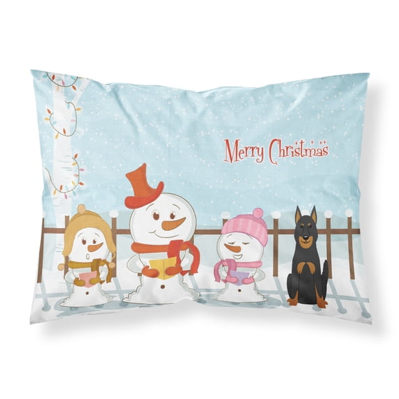 Merry Christmas Carolers Beauce Shepherd Dog Fabric Standard Pillowcase