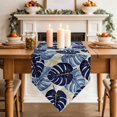 thumbnail image 3 of Table Runners 72 Inches Long, Blue Palm Leaves Cotton Linen Kitchen Dining Coffee Table Runner for Party Home Decor, Farmhouse Summer Beige Tropical Plants Tabletop Dresser Scarves 14x72 Inch, 3 of 9