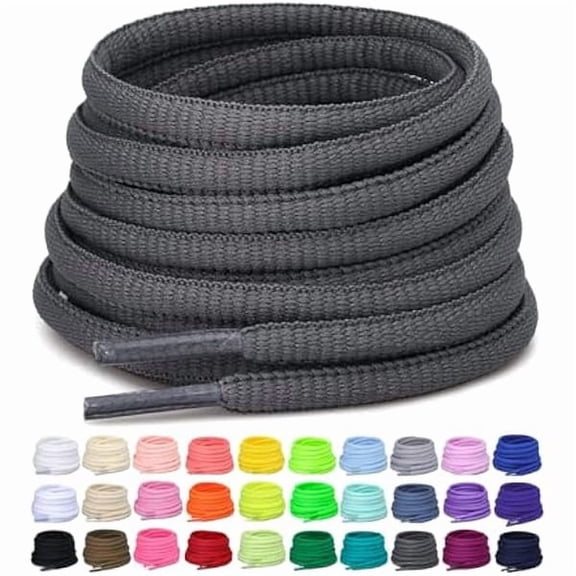 2 Pairs Oval Athletic Shoelaces 33 Colors 1/4" Half Round Shoe Laces for Sneakers