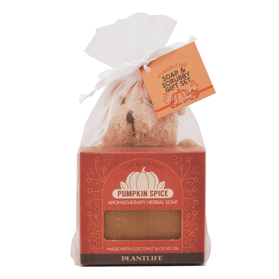 Plantlife Bear Ramie with a Pumpkin Spice Soap Set - Moisturizing and Soothing Soap for Your Skin - Hand Crafted Using Plant-Based Ingredients - Made in California 4oz Bar