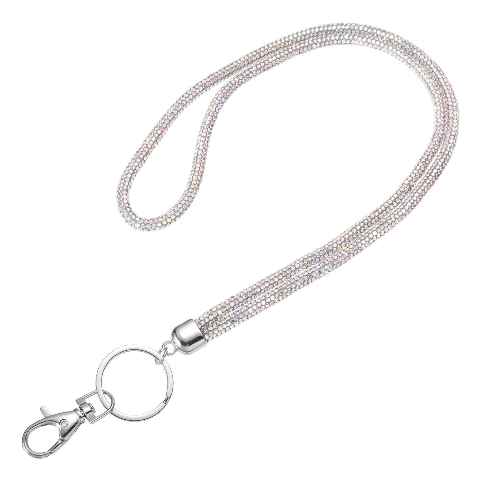 Rhinestone Crossbody Phone Lanyard - Silver, Adjustable Chain For Phones & Bags, Hands-Free Strap
