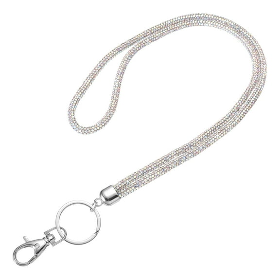 Bling Crystal Lanyard, 80cm(31.5") Phone Crossbody Strap with Metal Clasp & Keyring for Women ID Card, Multicolor