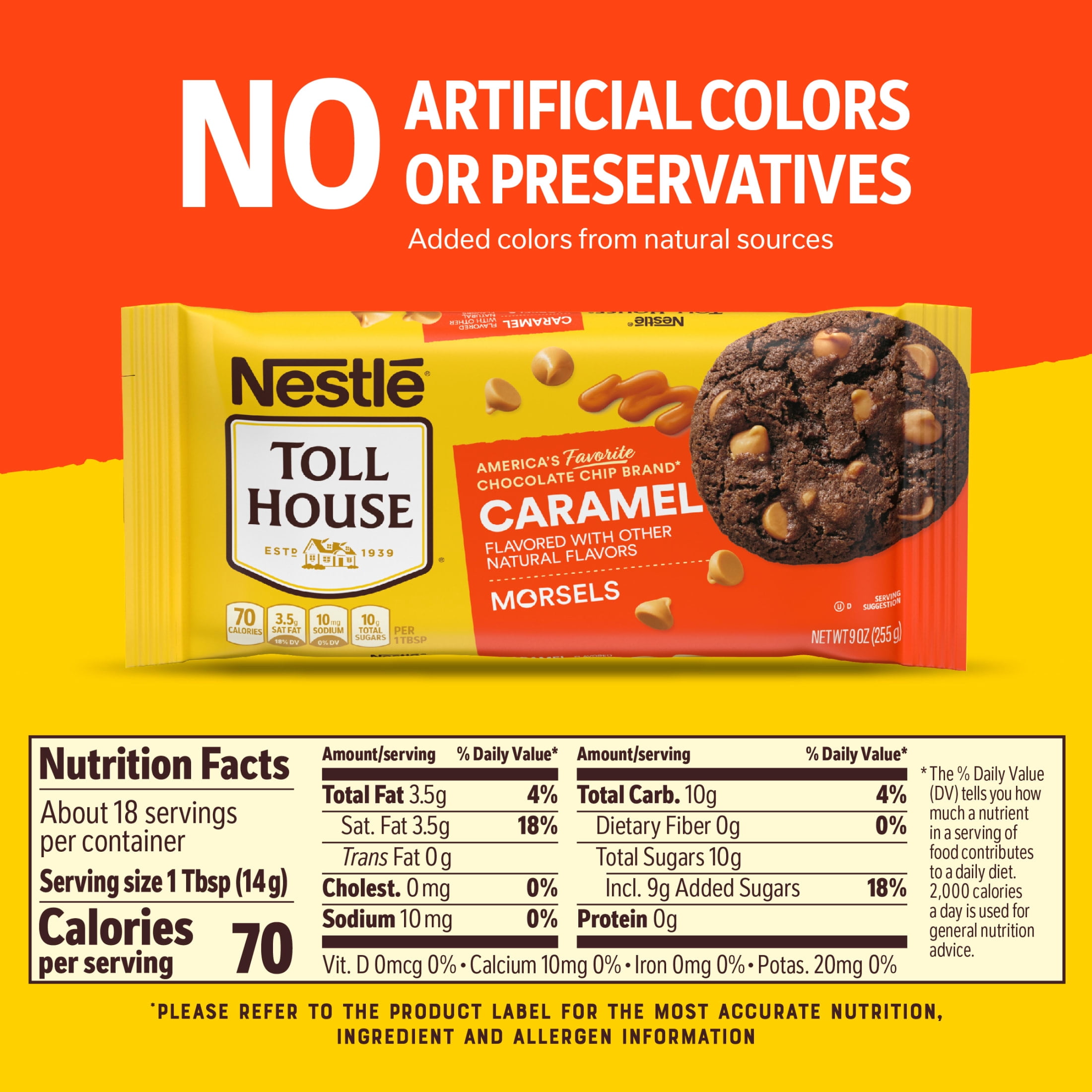 Nestle Toll House Caramel Flavored Morsels, Caramel Chips for Baking, Gluten Free 9 oz
