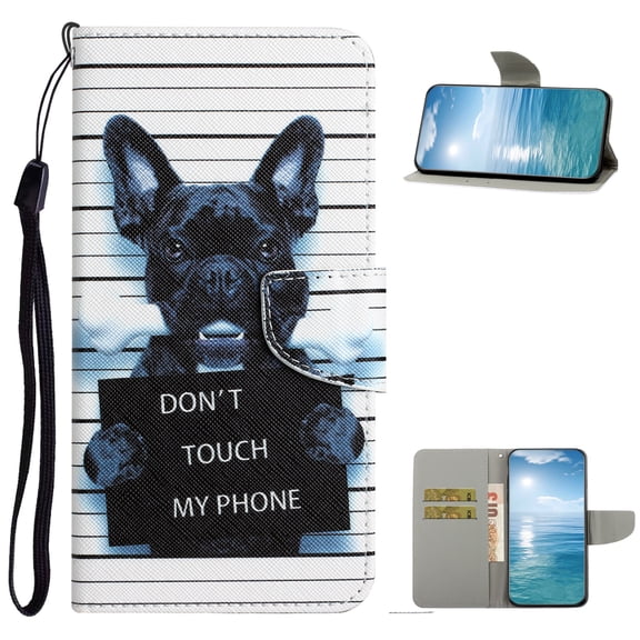 Allytech Case for Samsung Galaxy S20 5G 6.2", Flip Kickstand PU Leather Credit Card Slots Wrist Strap Magnetic Closure Case with Hand Strap for Galaxy S20 2020, Black Dog