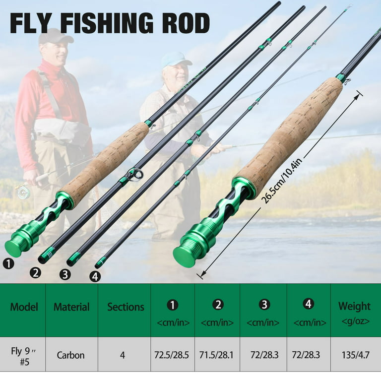 Sougayilang 4 Sections 2.7M Fly Fishing Rod Carbon Fiber Ultralight with  Soft Cork Handle