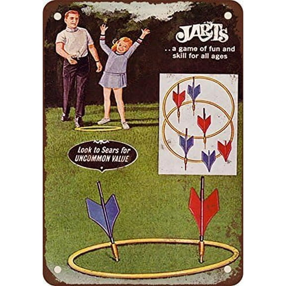 Size: 12x8 Inches 1969 Jarts Lawn Darts Game Vintage Look Reproduction Metal metal tin sign,
