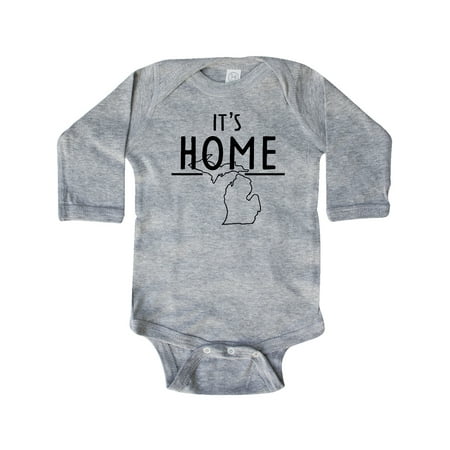 

Inktastic It s Home- State of Michigan Outline Gift Baby Boy or Baby Girl Long Sleeve Bodysuit