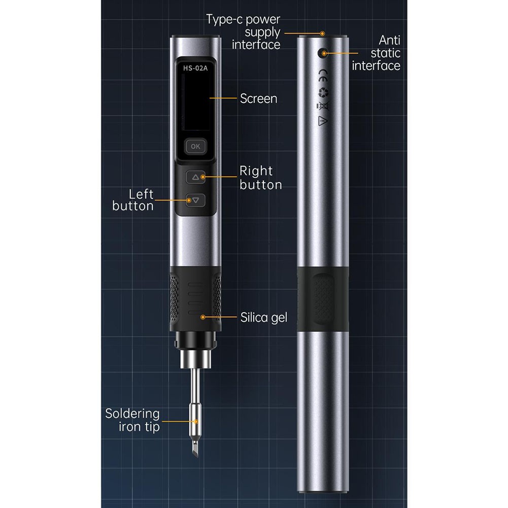 Hs-02A Smart Electric Soldering Iron Kit Portable Digital Pd100W Adjustable Constant Temperature Fast Heating Repair Tool
