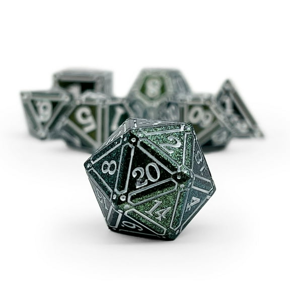 DnD Dice | Ironworks - Necromancer Spellbook 7 Piece RPG set Alloy Dice | Norse Foundry