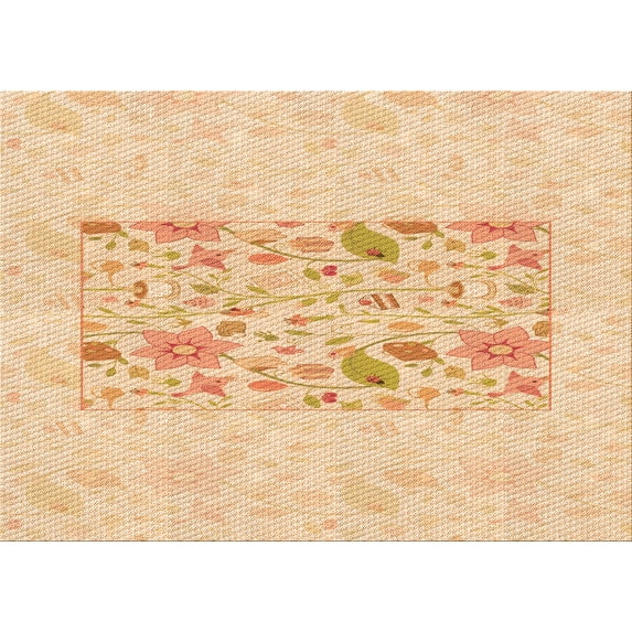 Ahgly Company Indoor Rectangle Patterned Golden Blonde Gold Area Rugs, 7' x 9'