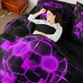 thumbnail image 4 of Erosebridal Ball Games Bedding Sets Queen Size,Football Sport Bedding Sets Queen Size,Pink Neon Light Ombre Geometry Bed in a Bag Queen Size,Super Cozy Room Decoration Reversible,7-Piece, 4 of 6