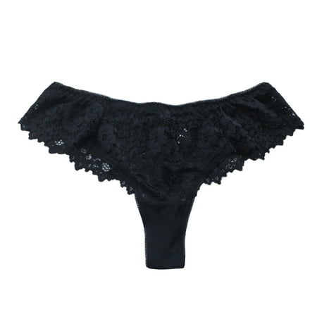 

Fabiurt Women s Underwear Women s Fashion Underwear Lace Thong Large Size Female Hollow Transparent T Pants Black