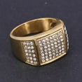 thumbnail image 2 of 14K Yellow Gold CZ Big Ring For Men Golden Color Iced Out Charm Square Ring Cool Hip Hop Jewelry For Gifts, 2 of 6