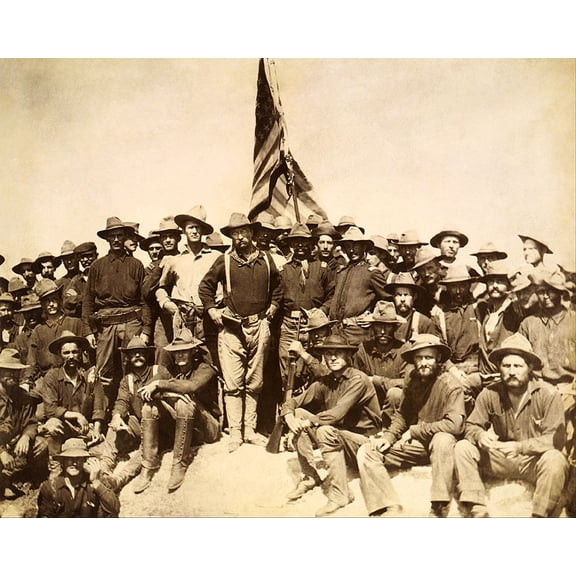 Teddy Roosevelt & Rough Riders 1898 - Style B - 24x36 Inch Laminated Poster - Stunning Detail and Bold Colors