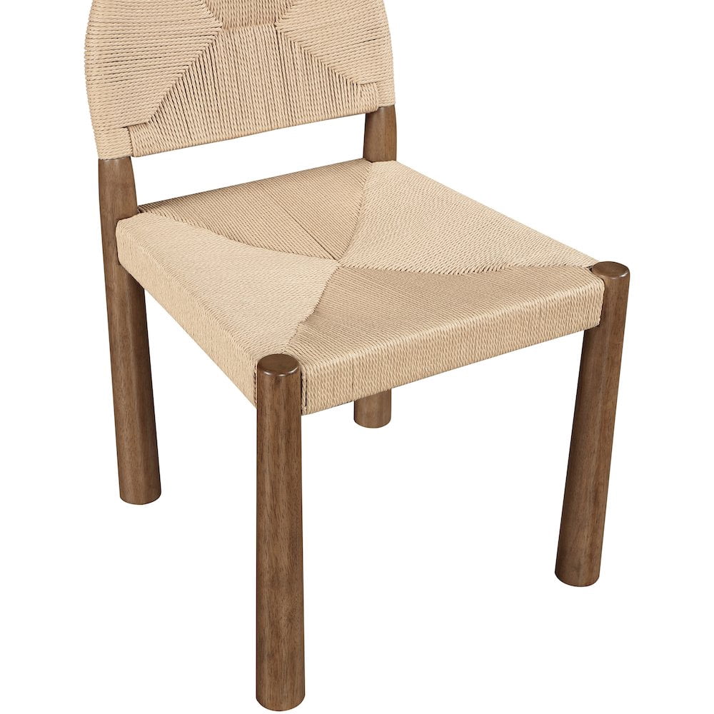 Meridian Furniture Bohemia Beige Woven Seagrass Cord And Solid Wood Dining Chair, Set of 2