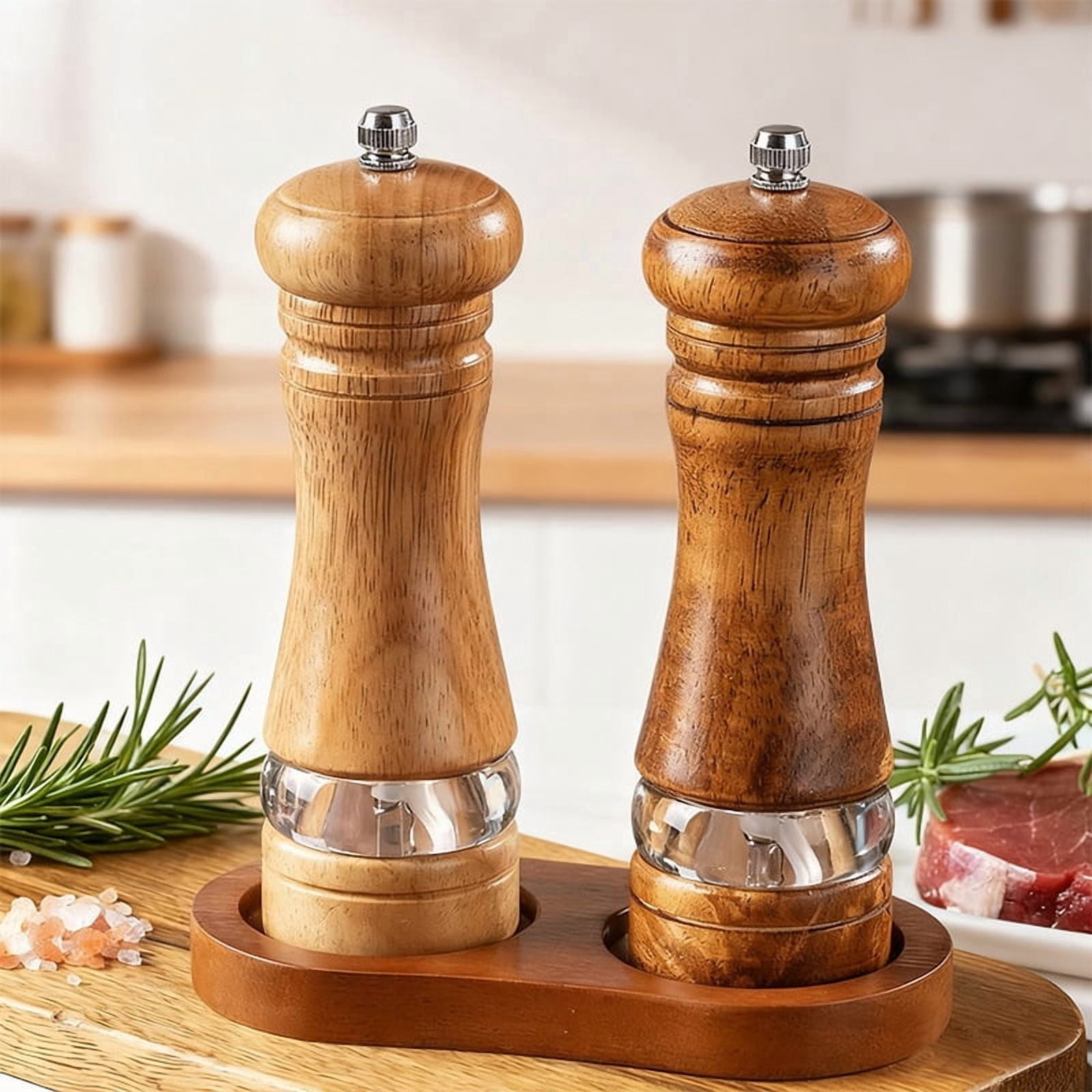 TL New Manual 6inch Pepper Grinder Rubber Wood Sichuan Pepper Sea Salt Freshly Ground Pepper Powder Seasoning Jar Spice Grinder Bottle