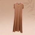 thumbnail image 5 of Asxite Womens Pajamas Solid Rayon Stretchy Breathable Crew Neck Short Sleeve Nightgowns, 5 of 5