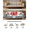 thumbnail image 3 of Red Flower Plaid Sofa Covers for 3 Cushion,Washable Couch Cover for Sectional Sofa Slipcovers with Tassel,Watercolor Glass Bottle Black White Checkered Loveseat Cover Futon Cover Throw Blanket 71x118, 3 of 8