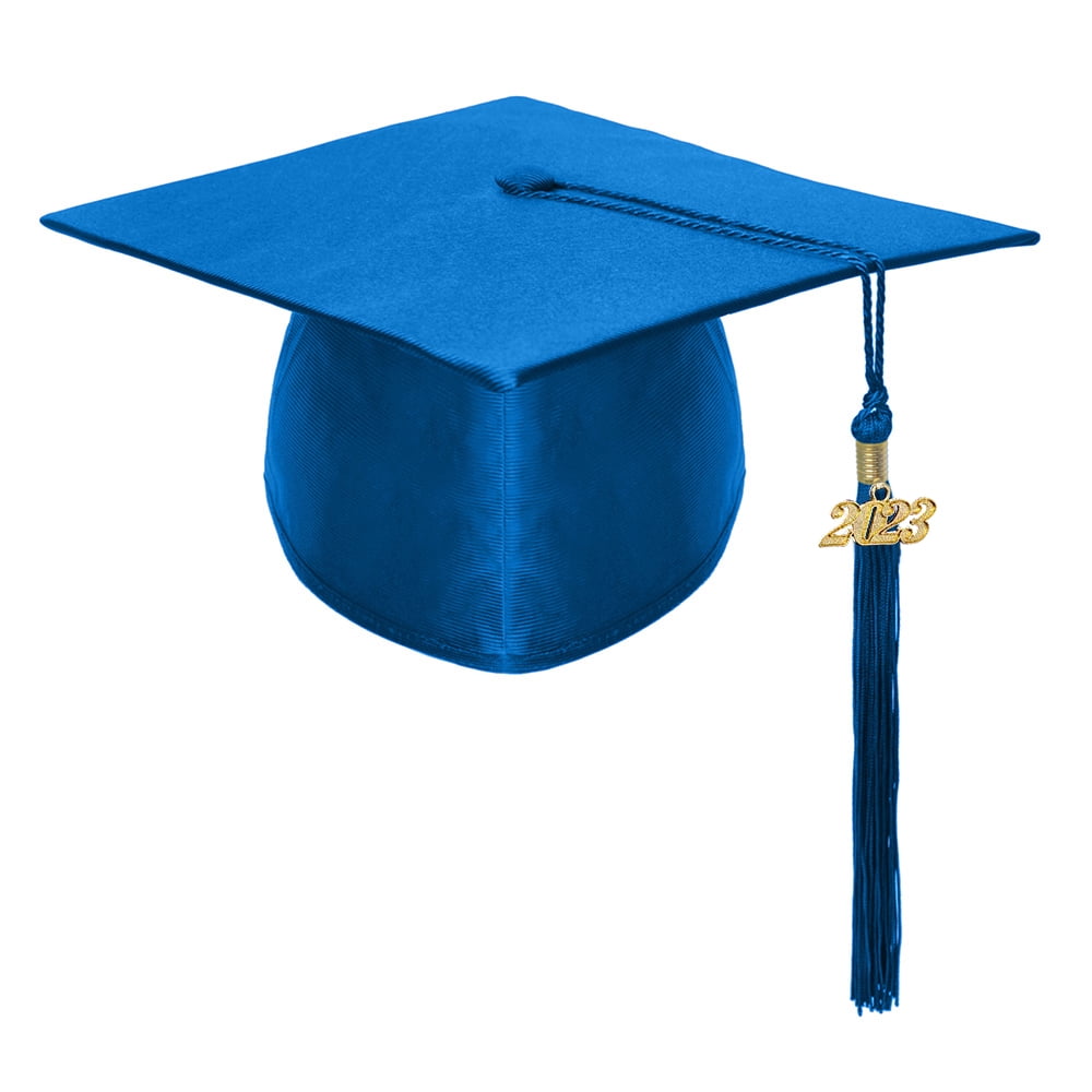 Toptie Adult Blue Graduation Cap With Tassel 2023 For High School