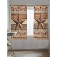 thumbnail image 5 of Sheer Curtains 72 Inches Long, Western Texas Star Retro Semi Sheer Curtains Light Filtering Window Treatment, Vintage Farmhouse Berry Brown Wood Privacy Voile Drapes for Living Room 52x72 Inch, 5 of 7