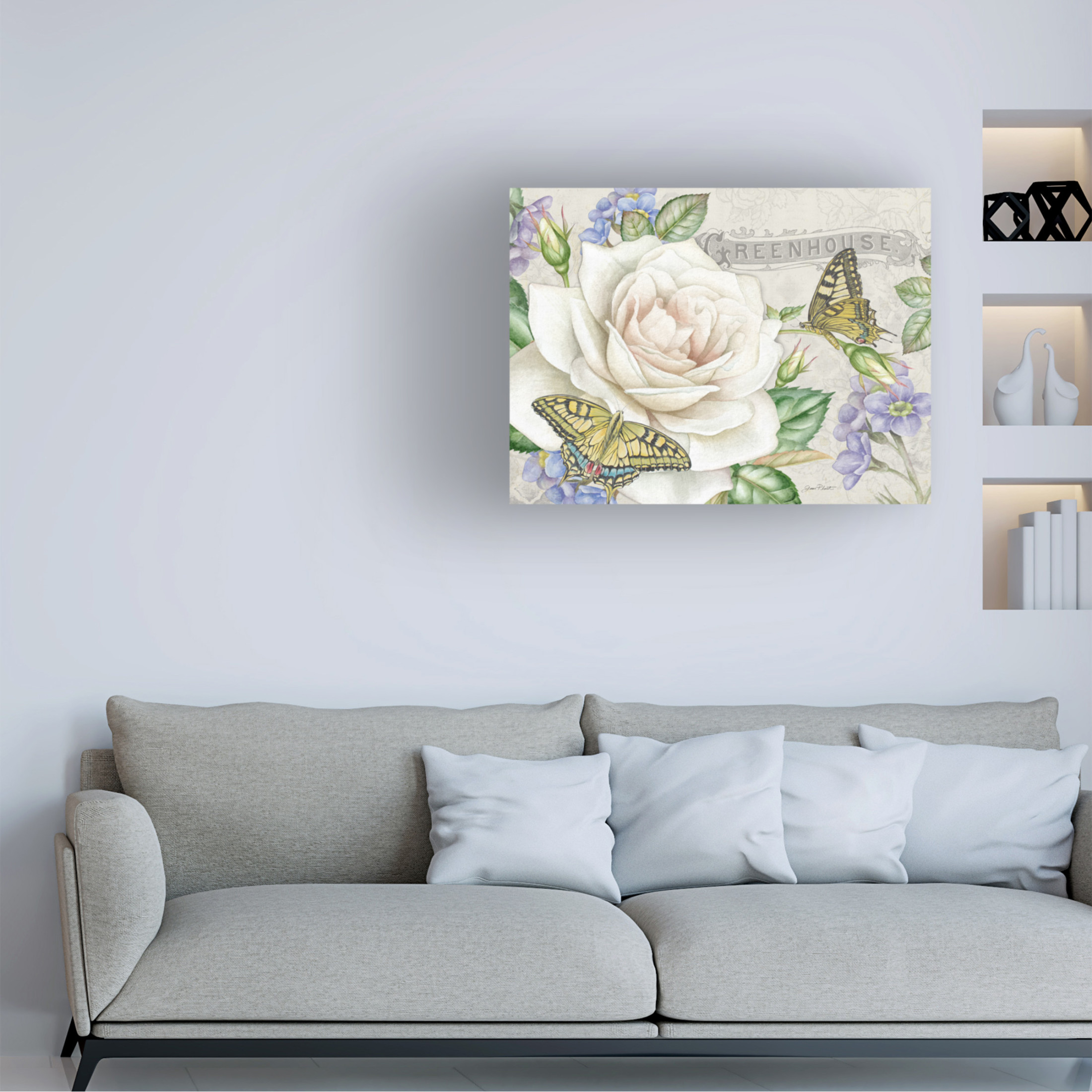 Canvas Wall Art - Jean Plout 'Rose Garden in Bloom B' Wall Art for Living Room, Bedroom, or Office Décor by Trademark Fine Art - 24 x 18 Inches
