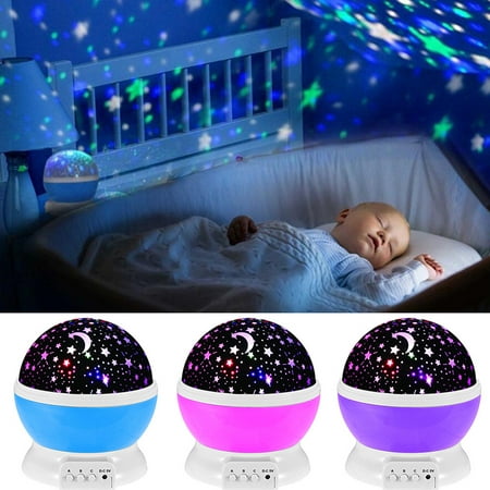 LED Night Light Star Moon Lamp Rotation Sky Projector Color Changing Baby