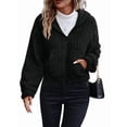 thumbnail image 2 of Women'S Fleece Jacket Women Full Zip Long Sleeve Hooded Coat Outerwear with Pockets Black S, 2 of 8