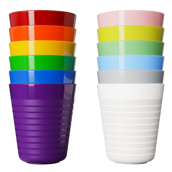 Reusable Plastic Cups 12 Pack, 8oz Unbreakable Stackable Tumblers for , Party Cups for Birthdays, Camping, Daycare, Dishwasher Safe, Assorted Colors