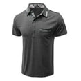 thumbnail image 5 of Men's Polo Shirts Summer Business Dressy Short Sleeve Button Up Collared Tops with Pocket Lightweight Breathable Loose Fit T Shirts for Man Grey L, 5 of 6
