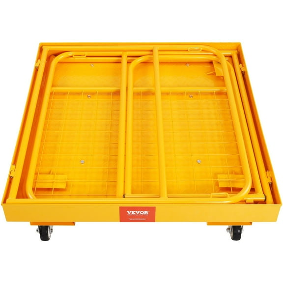 Heavy-Duty Forklift Work Platform, 1200 lbs Load, Lockable Swivel Casters & Safety Chain - for Warehouse & Industrial Use