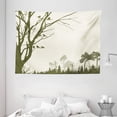 thumbnail image 1 of Apartment Decor Tapestry, Nature Theme The Panorama of a Forest Pattern Birds on Tree Branches, Wall Hanging for Bedroom Living Room Dorm Decor, 80W X 60L Inches, Cream Sage Green, by Ambesonne, 1 of 2