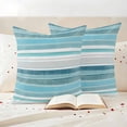 thumbnail image 4 of Pack of 2 Outdoor Pillow Covers 18x18 Inch Waterproof Teal Nordic Style Stripes Throw Pillow Covers,Decorative Couch Pillow Case Sham Turquoise Texture Pillowcases Cushion Covers for Patio Garden, 4 of 8