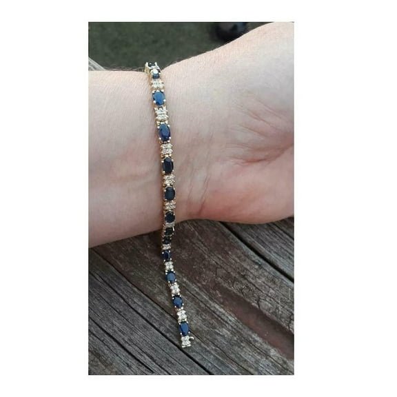CZ blue Sapphire Bracelet, Sapphire Tennis Bracelet, September Birthstone Dainty Bracelet