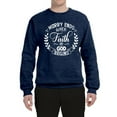 thumbnail image 2 of Wild Bobby Worry Ends When Faith In God Begins Inspirational/Christian Unisex Crewneck Graphic Sweatshirt, Vintage Heather Navy, Medium, 2 of 5