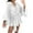 White, variant on ZQUUVOU Lace Up Silk Dress for Women Long Sleeve Solid Color V Neck Flared Cuff Asymmetrical Hem Elegant Cocktail Dress White