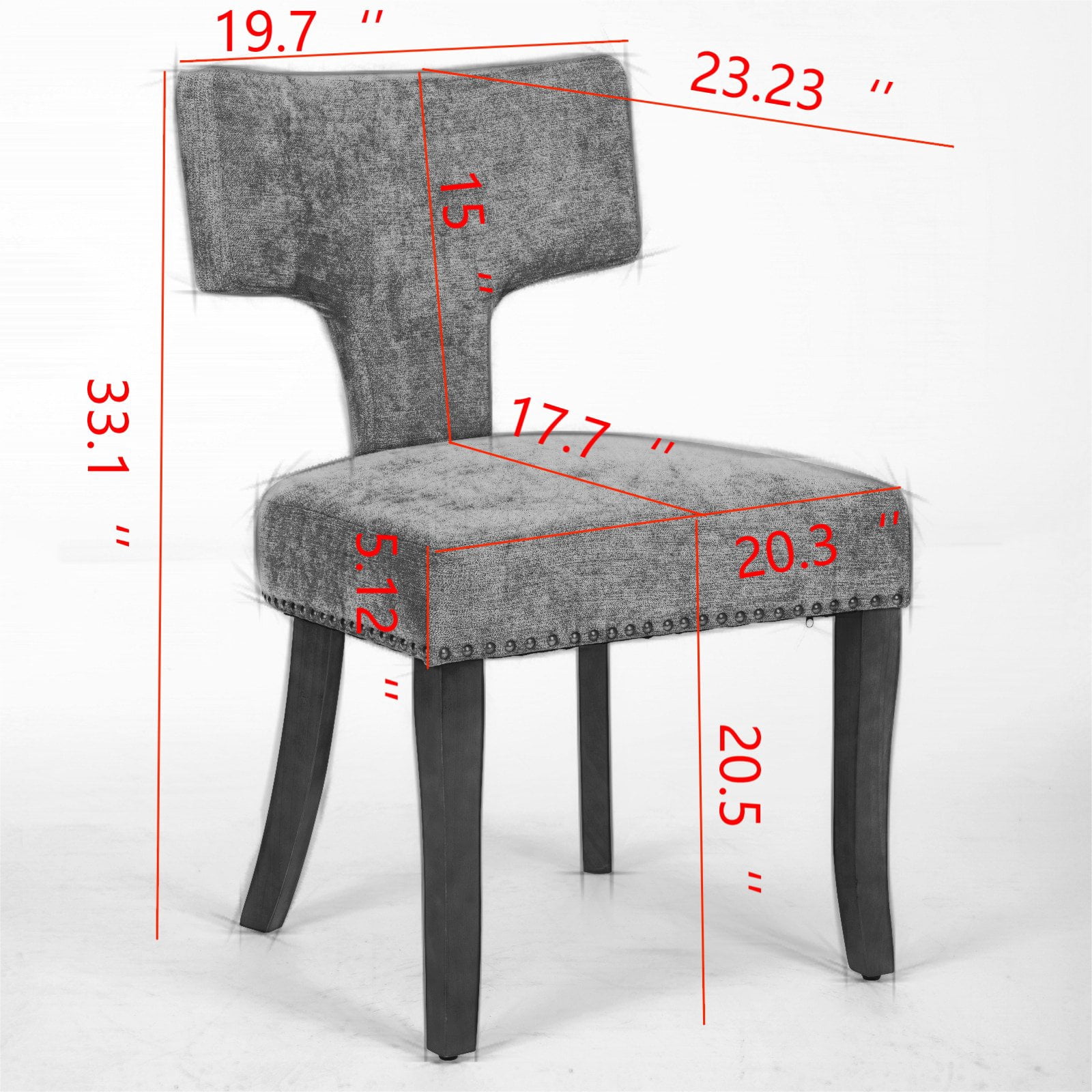 MAYEERTY Mid-Century Modern Dining Chairs - Farmhouse Linen, Curved Back, Copper Nails, Hardwood Frame, Orange, Set of 2