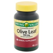 Spring Valley Standardized Extract Olive Leaf Herbal Supplement Capsules, 150 mg, 60 Count