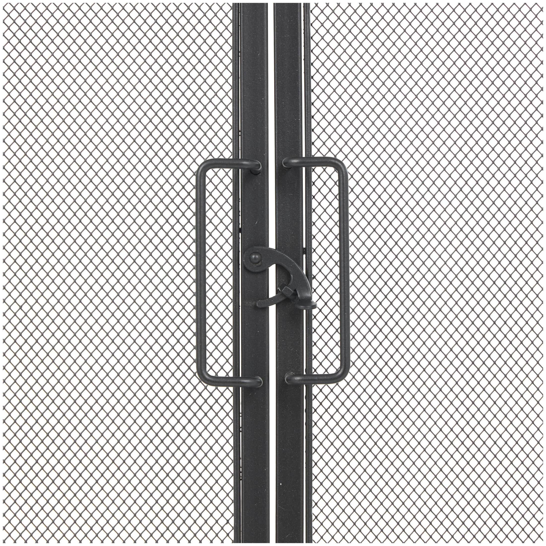 DecMode 39" x 32" Black Metal Single Panel Fireplace Screen with Arch Inspired Doors and Handles, 1-Piece