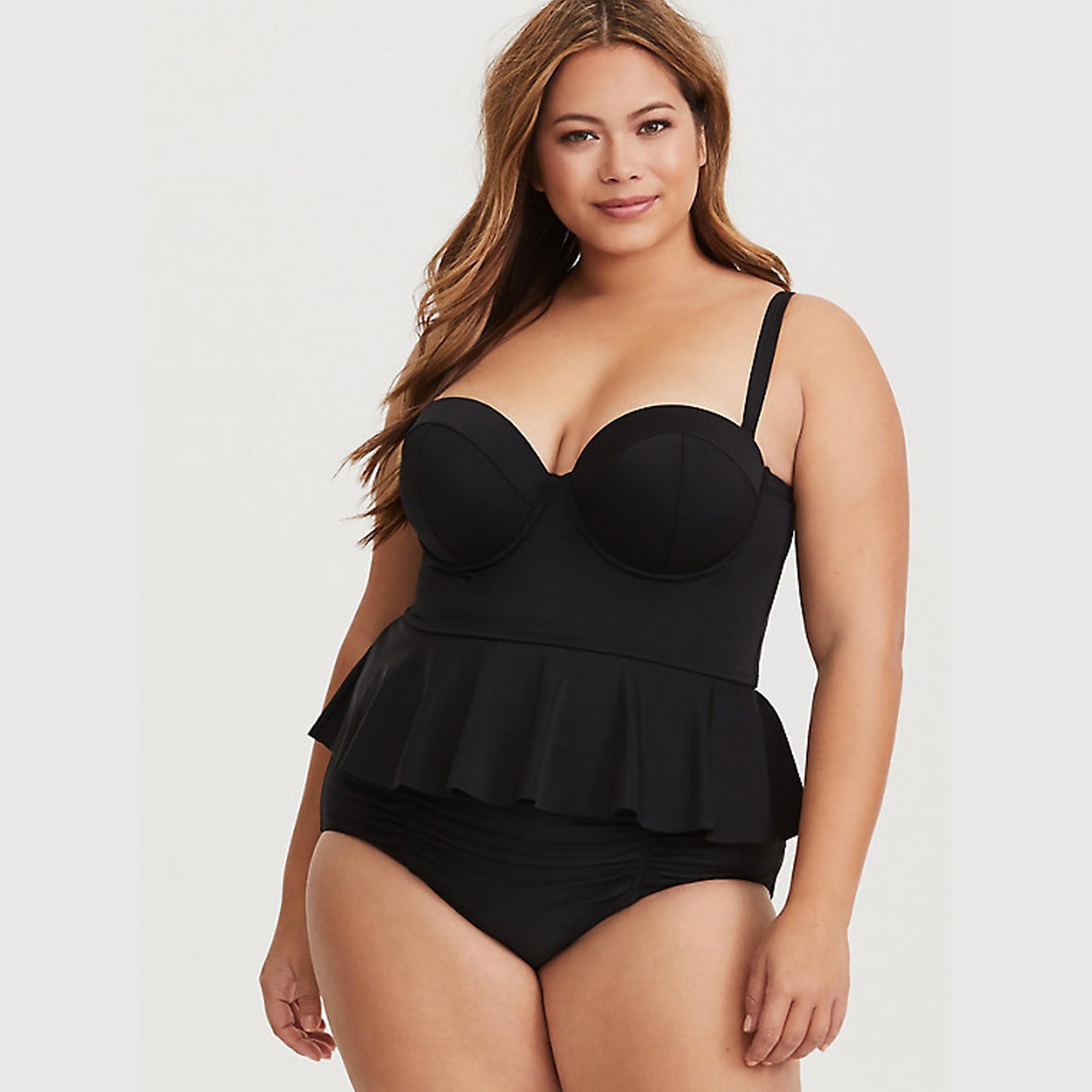 Plus Size Tankini Bathing Suits For Women Two Piece V Neck Flowy