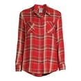 thumbnail image 5 of No Boundaries Juniors' Button-Front Plaid Shirt, 5 of 5