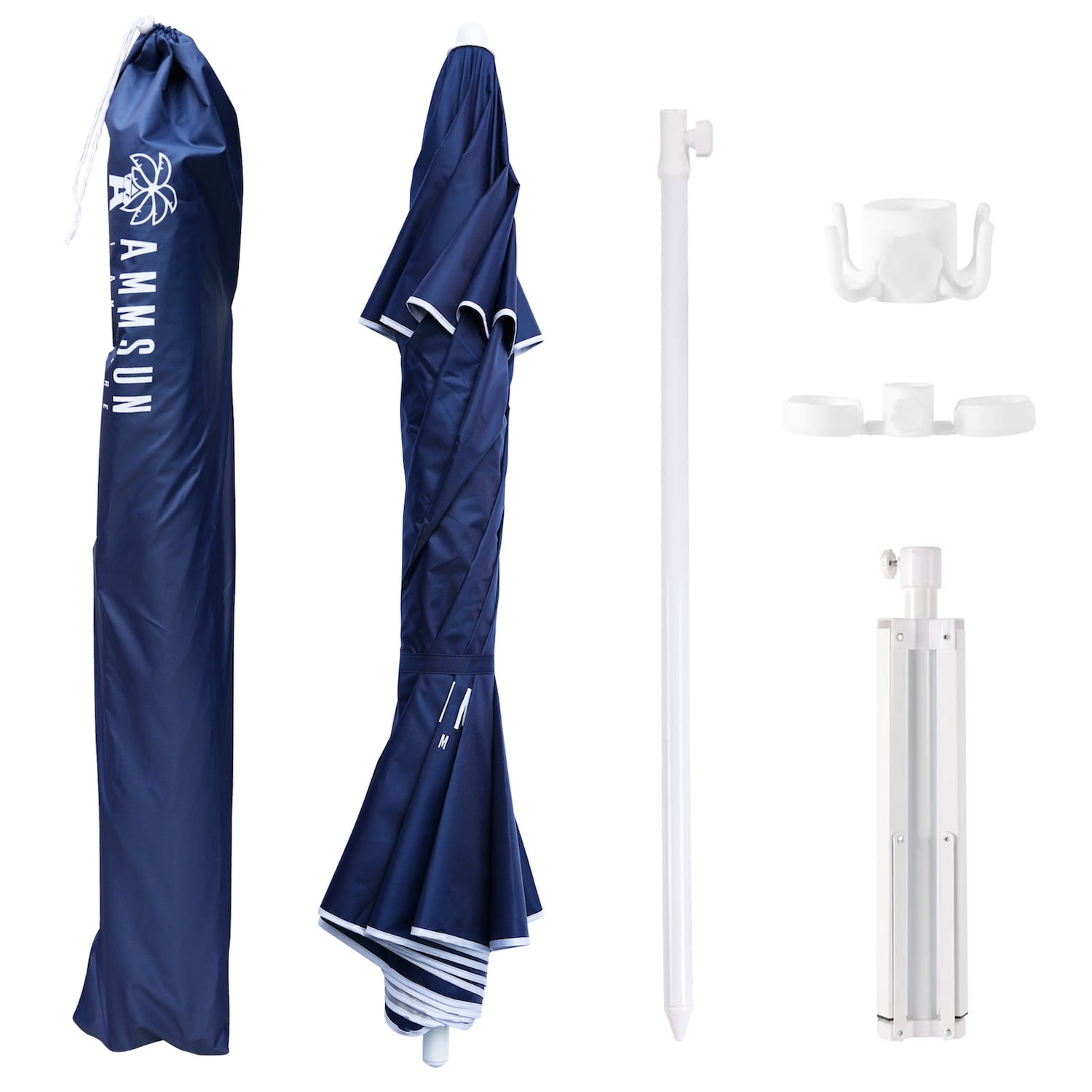 AMMSUN 6.5ft Lightweight Sports Beach Umbrella Portable Shade with Stand for Outdoor Games,Navy Blue