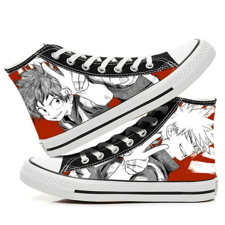 

My Hero Academia Canvas Shoes Custom Hand Painted Skateboard Shoes Japanese Anime High Top Izuku Shoto Katsuki Might Pattern Campus Casual Shoes My Hero Academia Sneakers for Teens Men