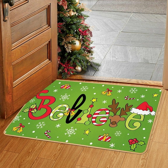 Vggrvlo Christmas Bath Rugs Mats Non Slip Extra Thick Chenille Shower Mat Rubber Backing Machine Washable Kitchen Mats Rugs Sage Green