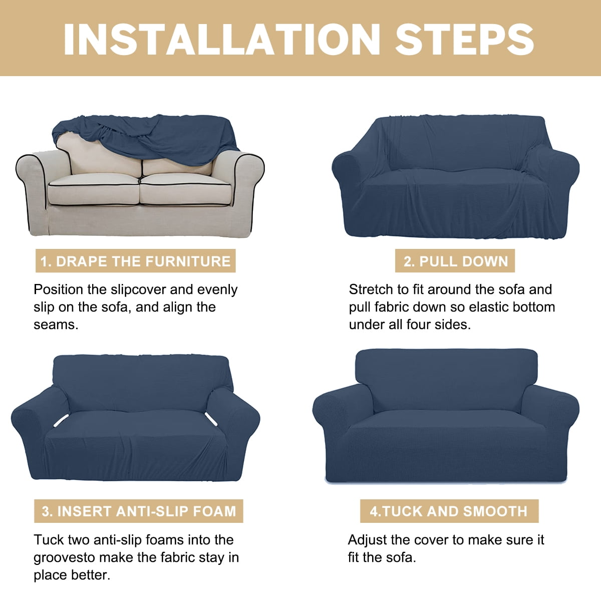 Sanmadrola 100% Waterproof Sofa Cover Non Slip Couch Cover Stretch Slipcover Leakproof Couch Protector for Kids Dogs Cats Pets, Aegean Blue, Loveseat