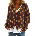 thumbnail image 1 of Puntoco Chaqueta De Punto Informal Con Estampado De Hojas Para Mujer, Chaqueta Con Botones, Abrigo De Felpa, Para Otoño E Invierno, 1 of 4